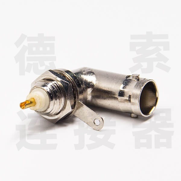 BNC连接器母弯式穿墙焊接其他锌合金镀镍标准 