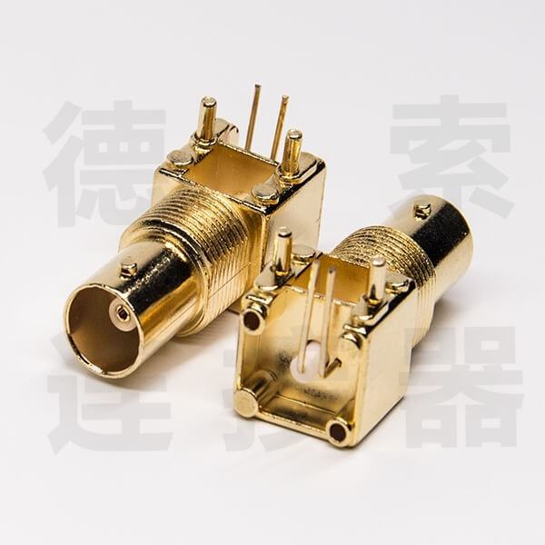BNC连接器母弯式穿墙/插孔无其他锌合金镀金标准 