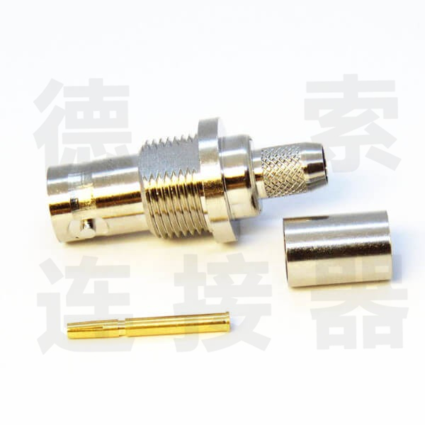BNC连接器母直式穿墙压接其他铜镀镍反极 