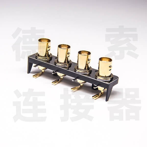 BNC连接器母弯式插孔4端口1x4无其他锌合金镀金标准 