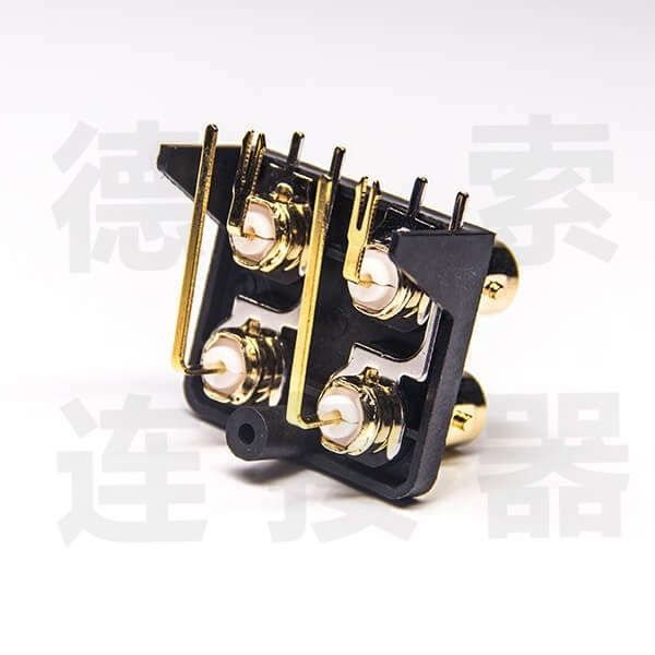 BNC连接器母弯式插孔4端口2x2无其他锌合金镀金标准 