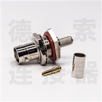 BNC连接器母直式穿墙压接防水铜镀镍反极 
