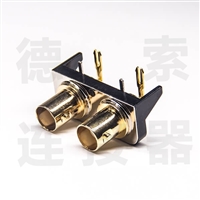 BNC连接器母弯式插孔双端口无其他锌合金镀金标准 