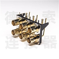 BNC连接器母弯式插孔6端口2x3无其他锌合金镀金标准 
