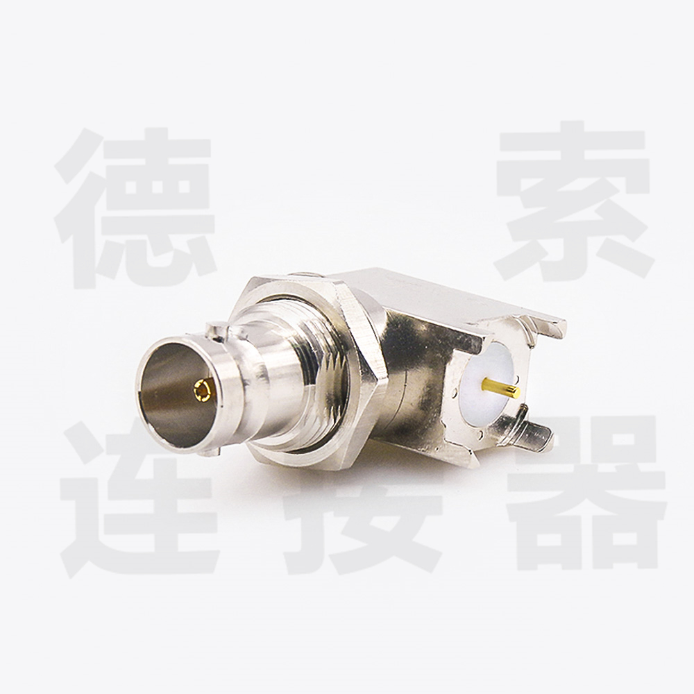 BNC连接器母弯式穿墙/插孔无其他铜镀镍 