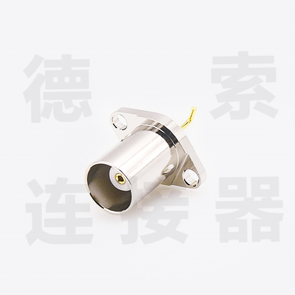 BNC连接器母直式2孔法兰焊接其他铜镀镍标准 