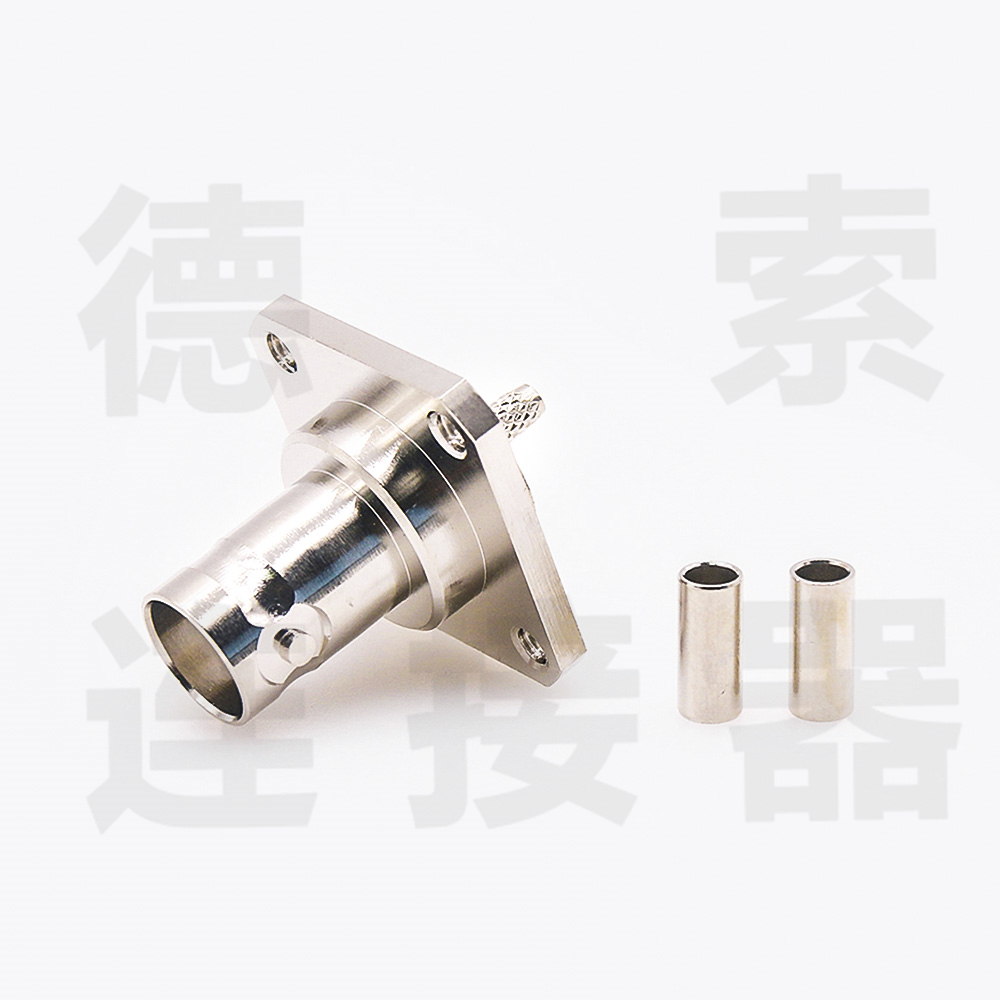 BNC连接器母直式4孔法兰压接RG174/RG316其他铜镀镍标准 