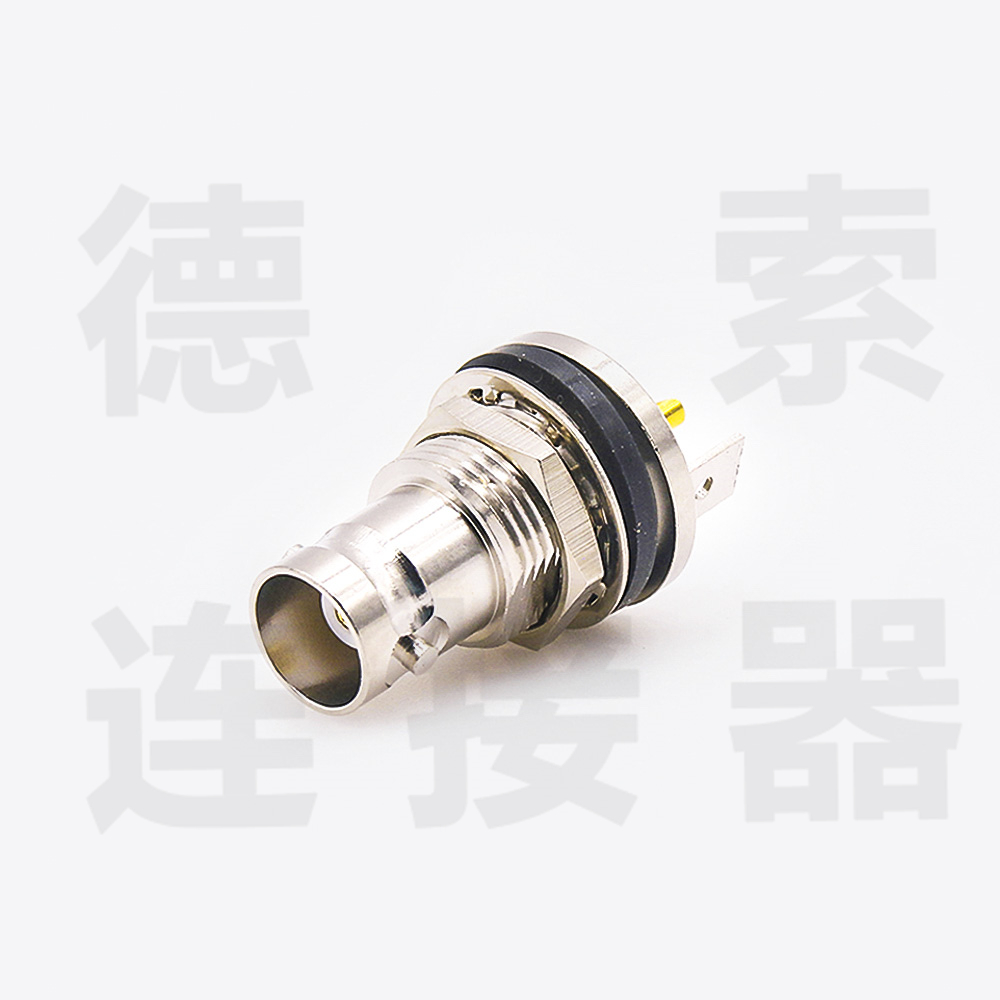 BNC连接器母直式穿墙焊接防水铜镀镍标准 