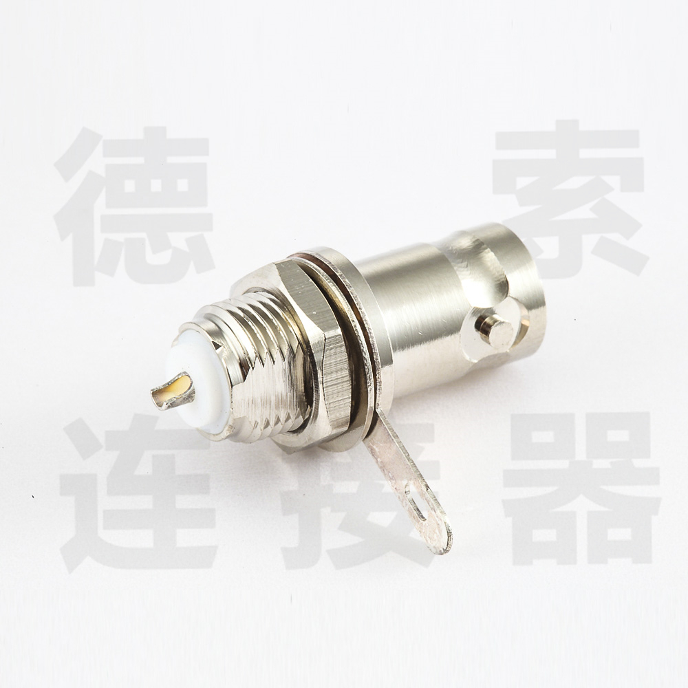 BNC连接器母直式4孔法兰焊接RG174/RG316其他铜镀镍标准 