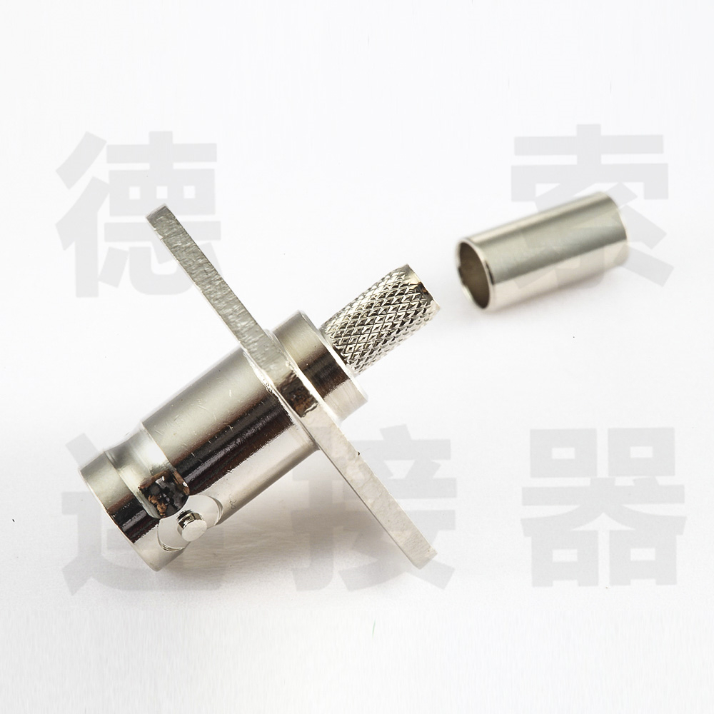 BNC连接器母直式4孔法兰压接RG58/RG142其他铜镀镍标准 