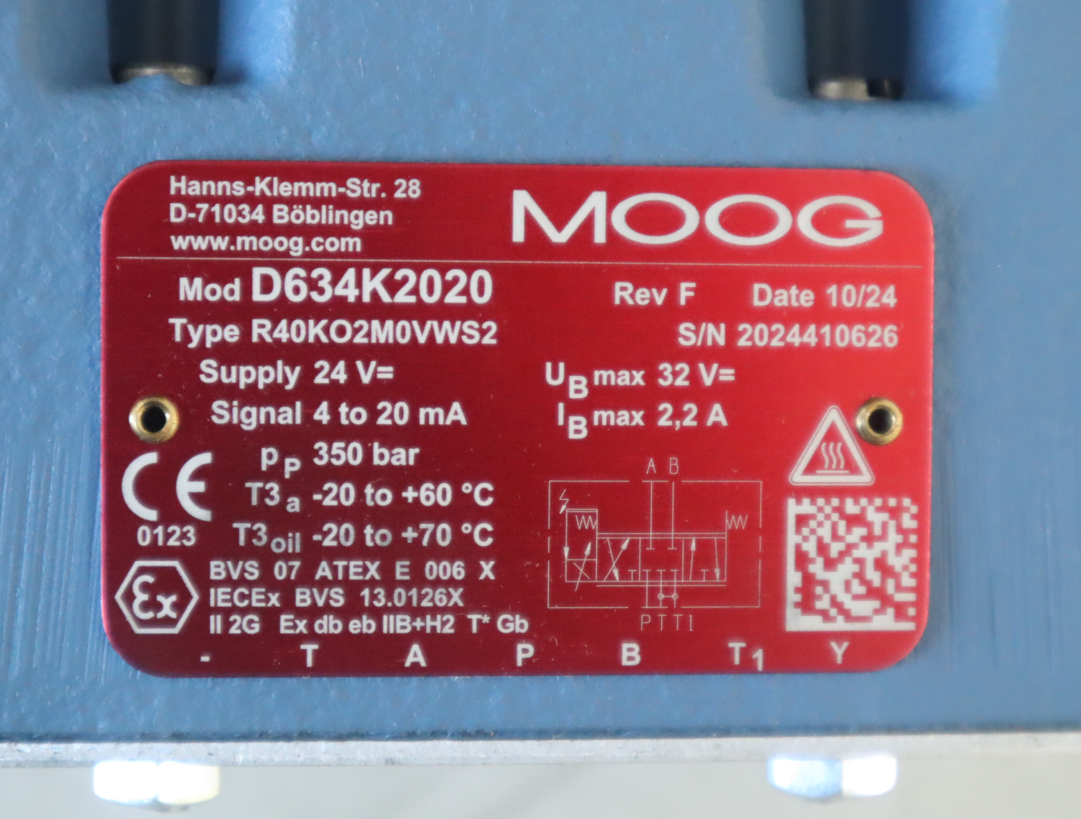 D634K2020 R40KO2M0VWS2 美国穆格MOOG伺服阀