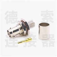 BNC连接器母直式穿墙压接防水铜镀镍 