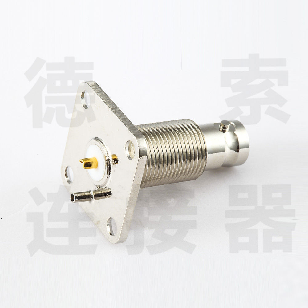 BNC连接器母直式穿墙/4孔法兰焊接其他铜镀镍标准 