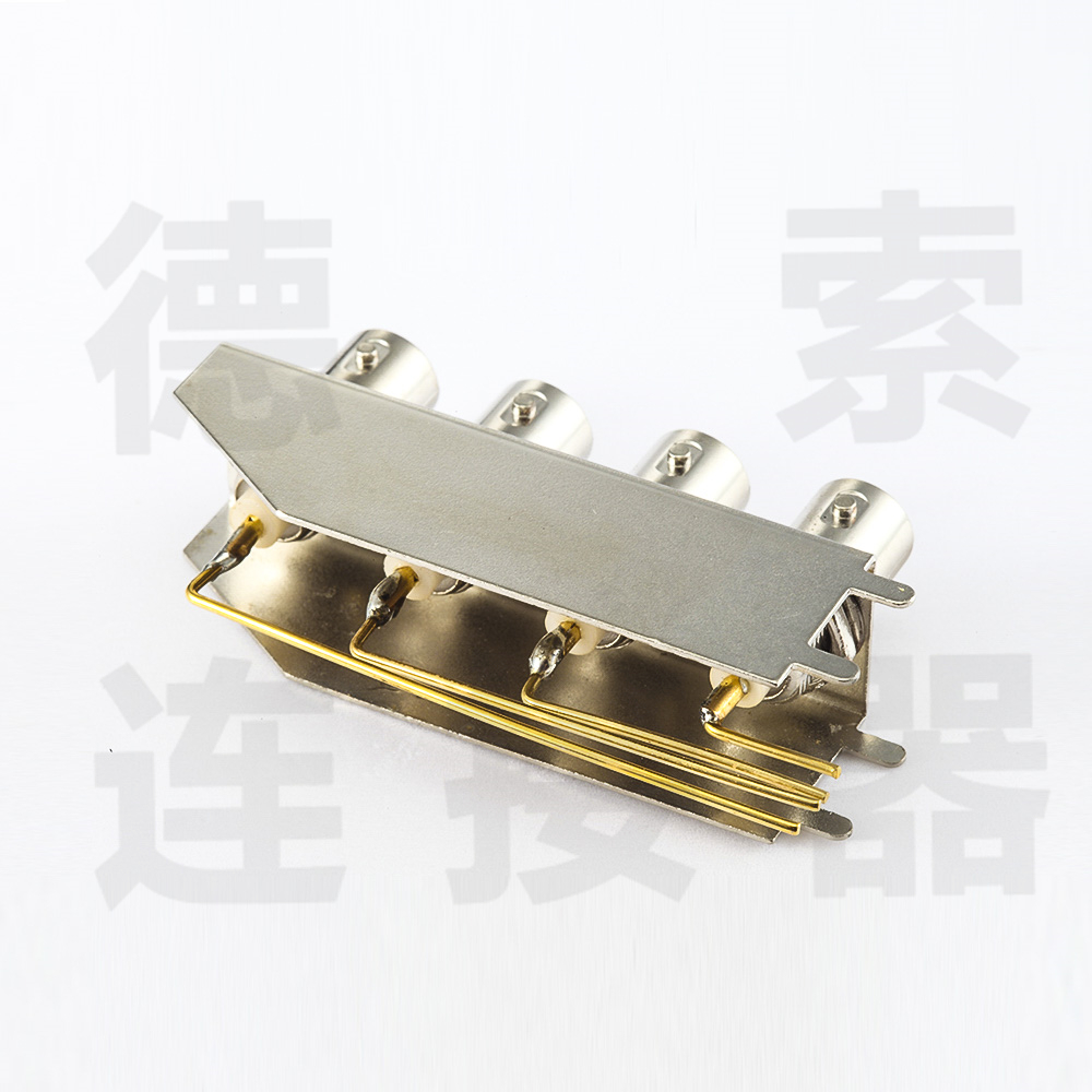 BNC连接器母直式插孔4端口1x4无其他铜镀镍标准 