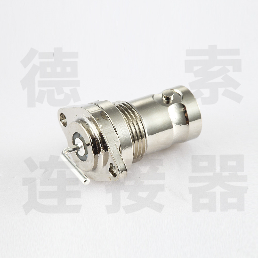 BNC连接器母直式2孔法兰插孔无其他铜镀镍标准 
