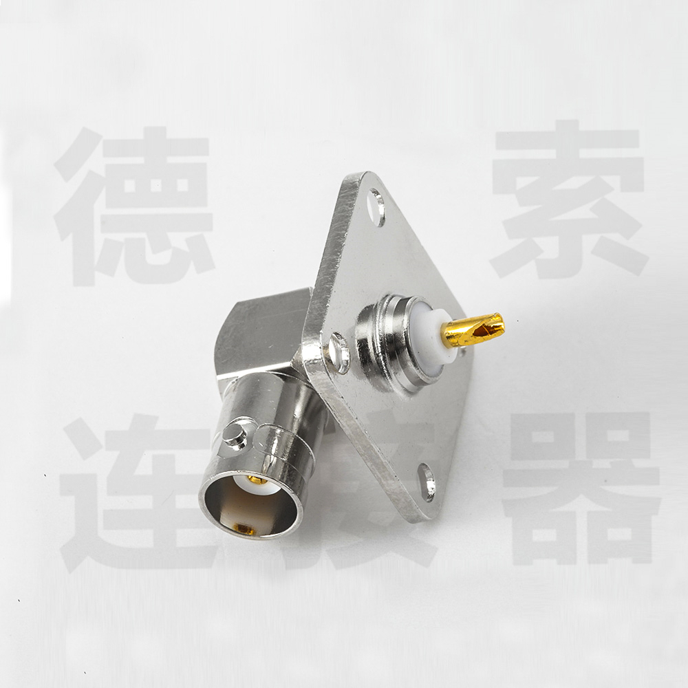 BNC连接器母弯式4孔法兰焊接其他铜镀镍标准 