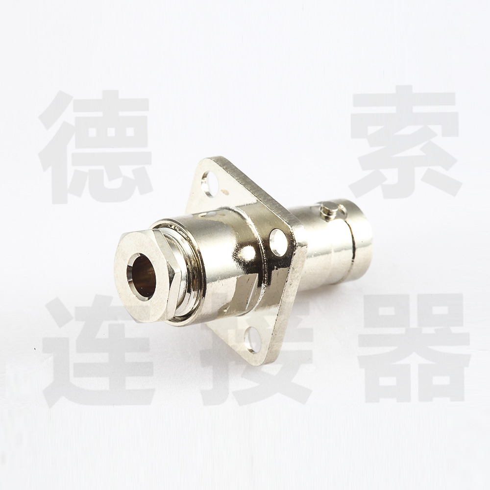 BNC连接器母直式4孔法兰螺母锁紧SYV50-2其他铜镀镍标准 