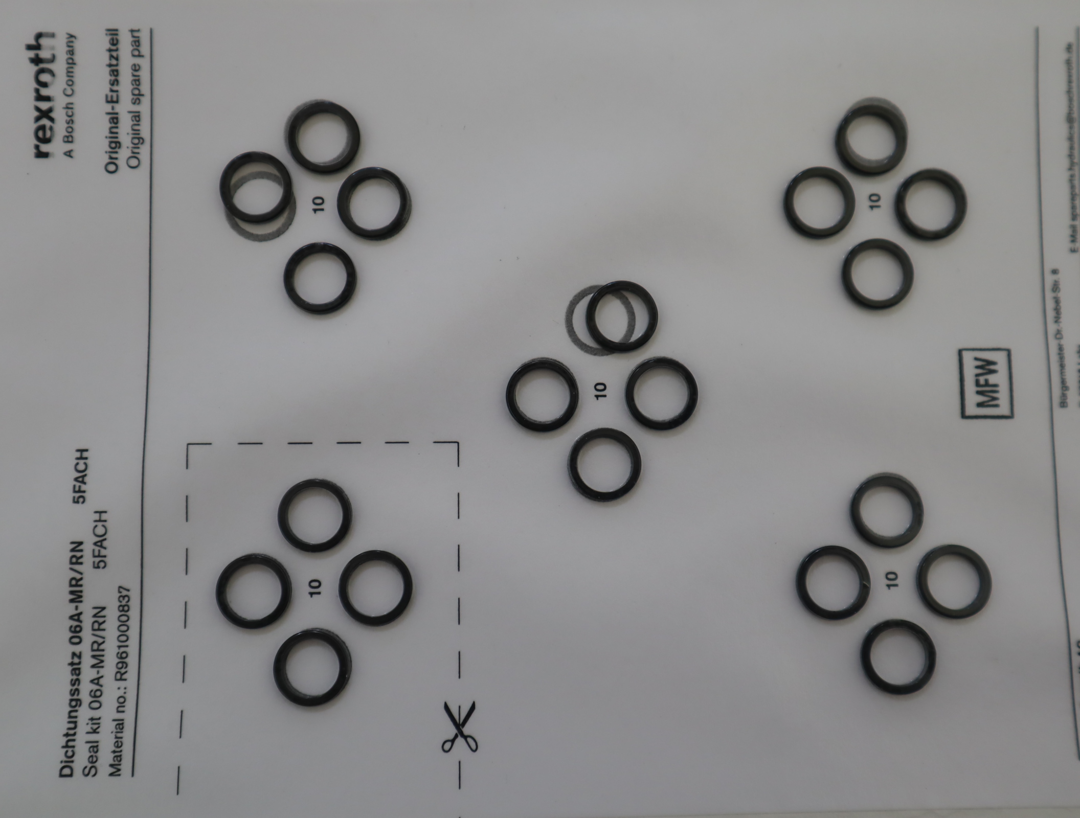 R961000837 DICHTUNGSSA 06A-MR/RN 力士乐REXROTH比例阀密封圈