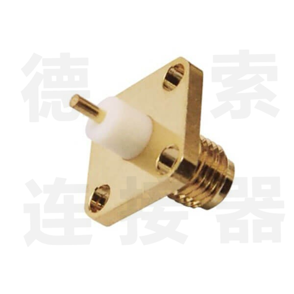 SMA连接器母直式4孔法兰铜镀金标准 