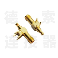 SMA连接器母弯式插孔开天窗压接式铜镀金标准 