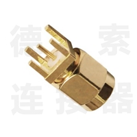 SMA连接器母弯式4孔法兰防水铜镀金标准 