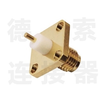 SMA连接器母直式4孔法兰铜镀金标准