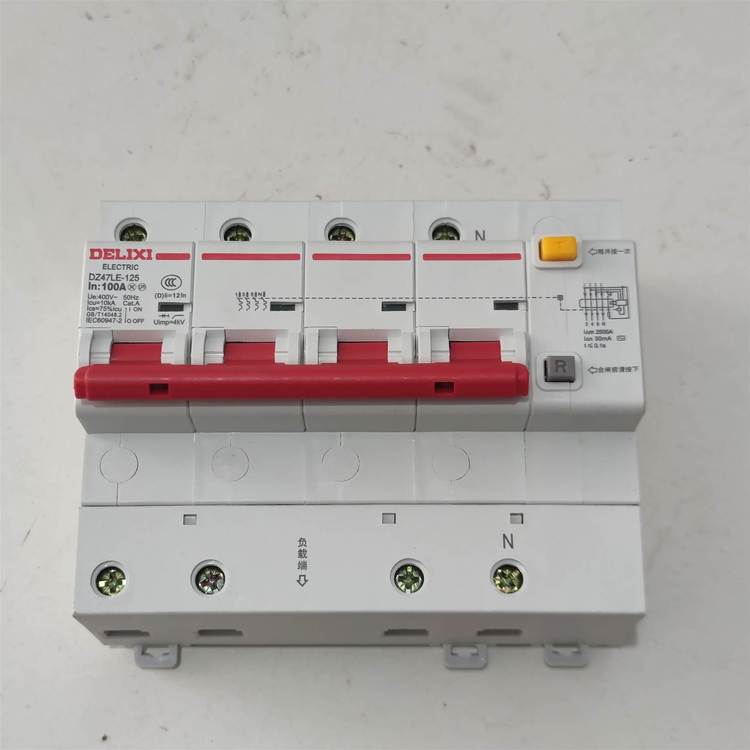 德力西小型断路器DZ47LE-125 4P D100A 家用微型空气漏电保护开关