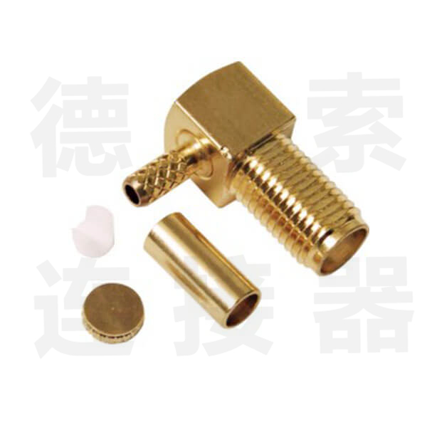 SMA连接器母弯式压接RG316防尘铜镀金标准 