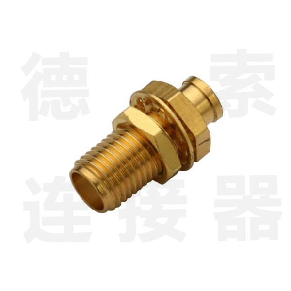 SMA连接器母直式穿墙焊接UT085铜镀金标准 