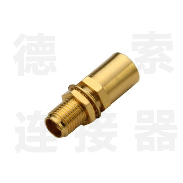 SMA连接器母直式穿墙焊接UT250铜镀金标准 