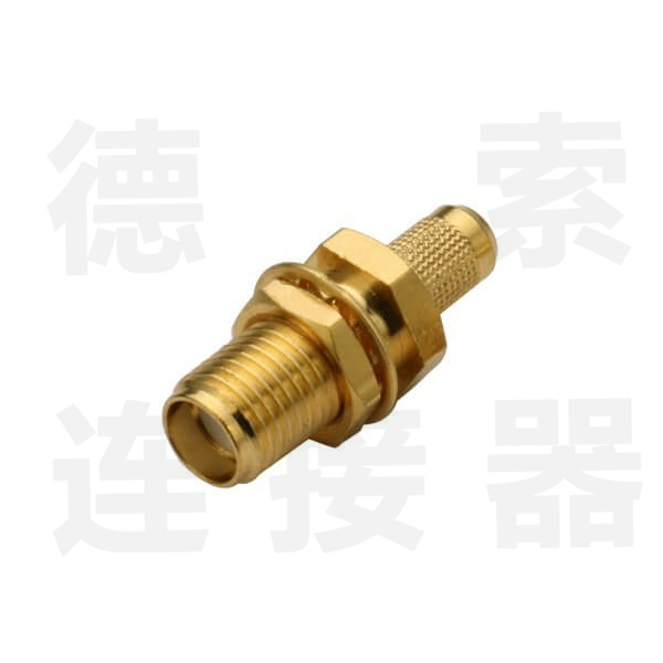 SMA连接器母直式穿墙压接RG174/RG316铜镀金标准 