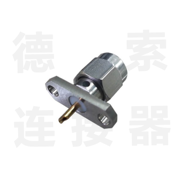 SMA连接器公直式2孔法兰焊接铜镀镍标准  