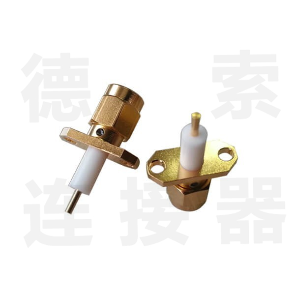 SMA连接器公直式2孔法兰铜镀金标准 