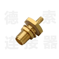 SMA连接器母直式穿墙压接RG440/RG223防水铜镀金标准 