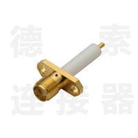SMA连接器母直式2孔法兰铜镀金