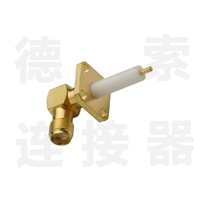 SMA连接器母弯式4孔法兰铜镀金标准 