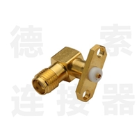 SMA连接器母弯式2孔法兰铜镀金标准 