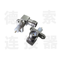 SMA连接器母弯式2孔法兰钢镀镍标准 