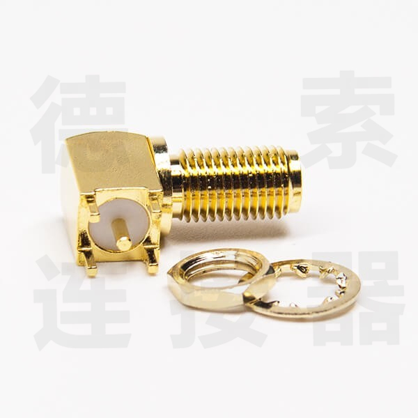 德索SMA连接器母弯式穿墙/插孔铜镀金标准 