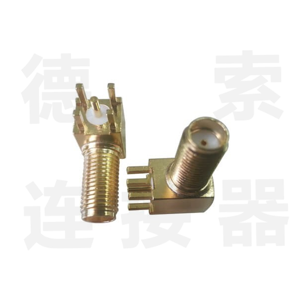 德索SMA连接器母弯式穿墙/插孔铜镀金标准厂家