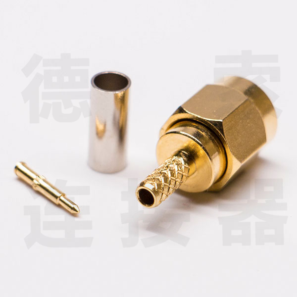 德索SMA连接器公直式压接RG174铜镀金标准 