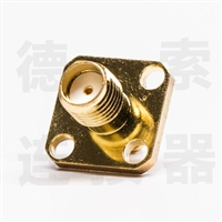 SMA连接器母直式4孔法兰开天窗压接式RG1.13铜镀金标准