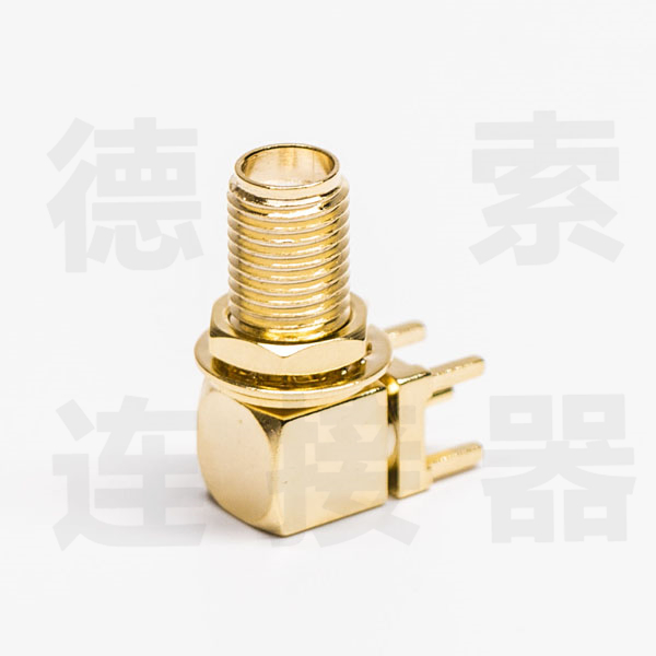 SMA连接器母弯式穿墙/插孔铜镀金标准厂家