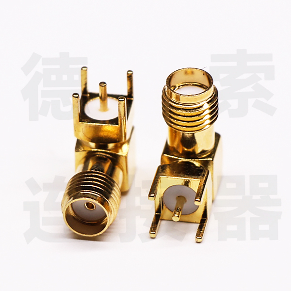 SMA连接器母弯式插孔防尘铜镀金标准工厂