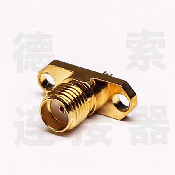SMA连接器母直式2孔法兰焊接铜镀金标准厂家