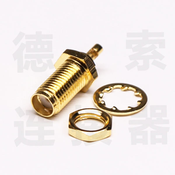 SMA连接器母直式穿墙开天窗压接式铜镀金标准 