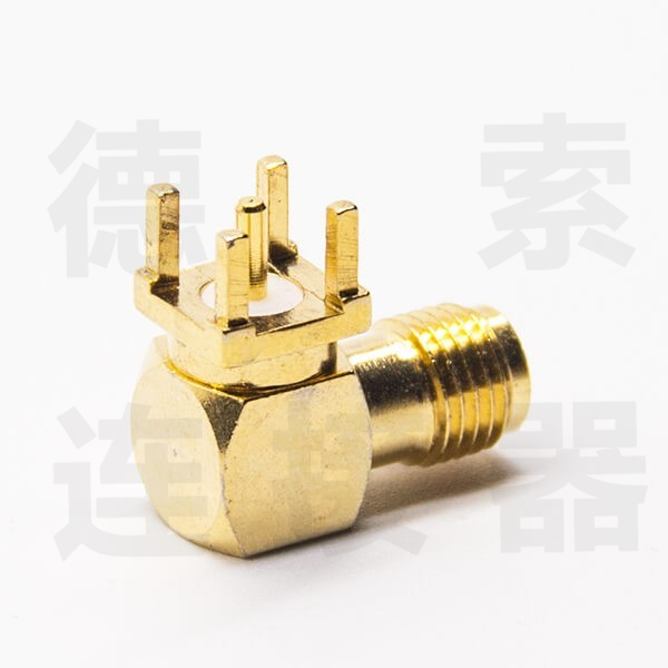 SMA连接器母弯式插孔铜镀金标准厂家
