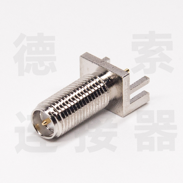 SMA连接器母直式穿墙/卡板铜镀镍反极 
