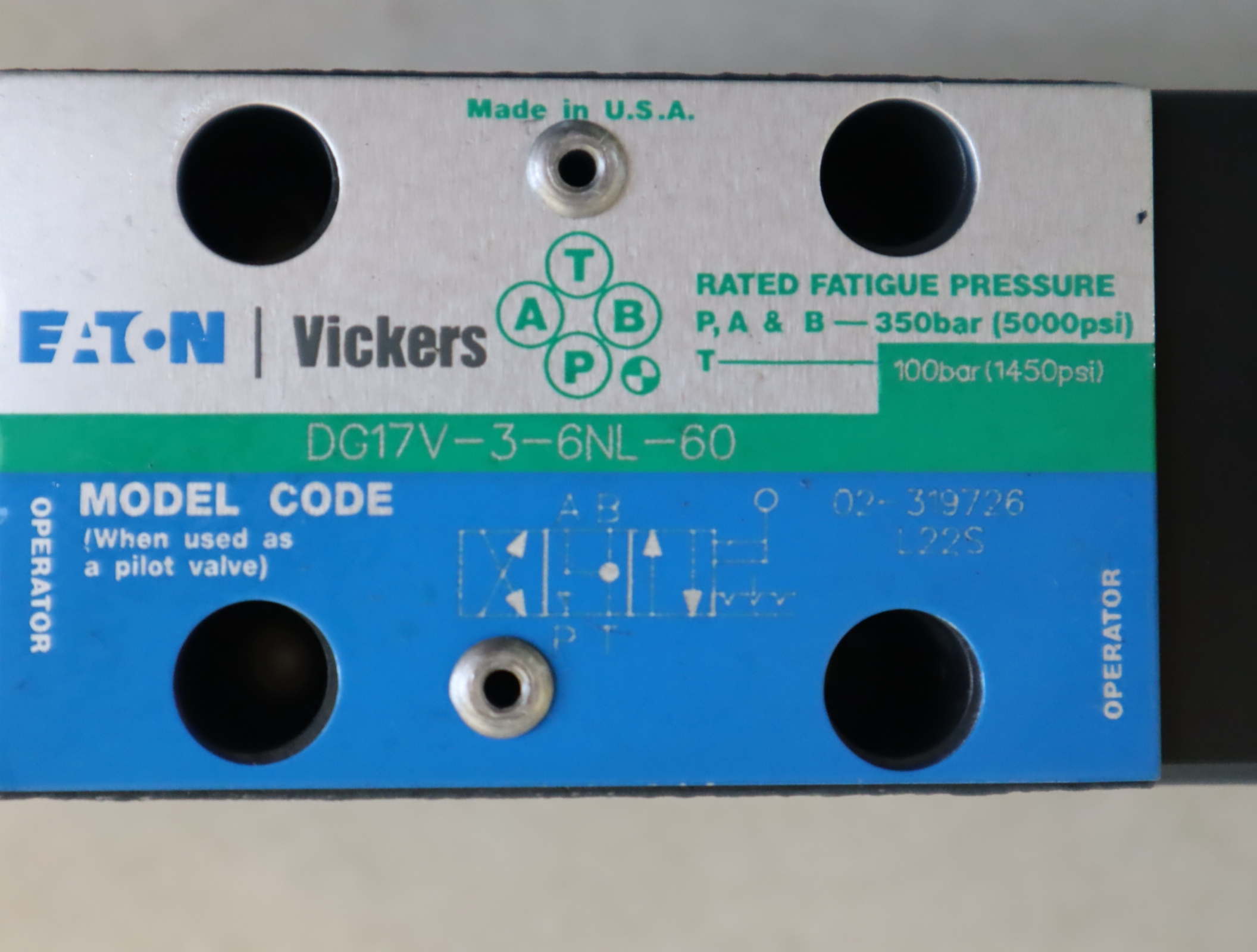 DG17V-3-6NL-60 威格士VICKERS 伊顿EATON 丹佛斯DANFOSS 液压阀