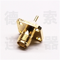 德索SMA连接器母直式4孔法兰铜镀金标准 
